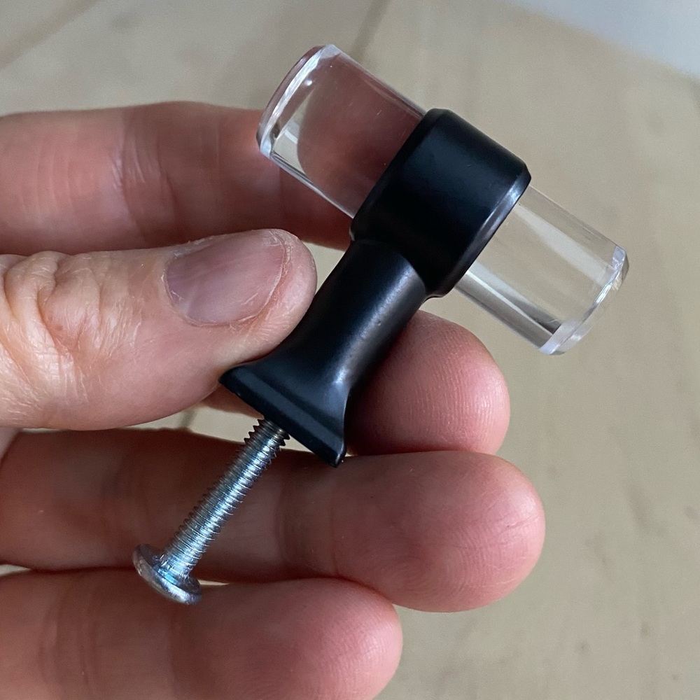 Knob, acrylic bar knob,Matt Black, and clear new in packaging by Liberty